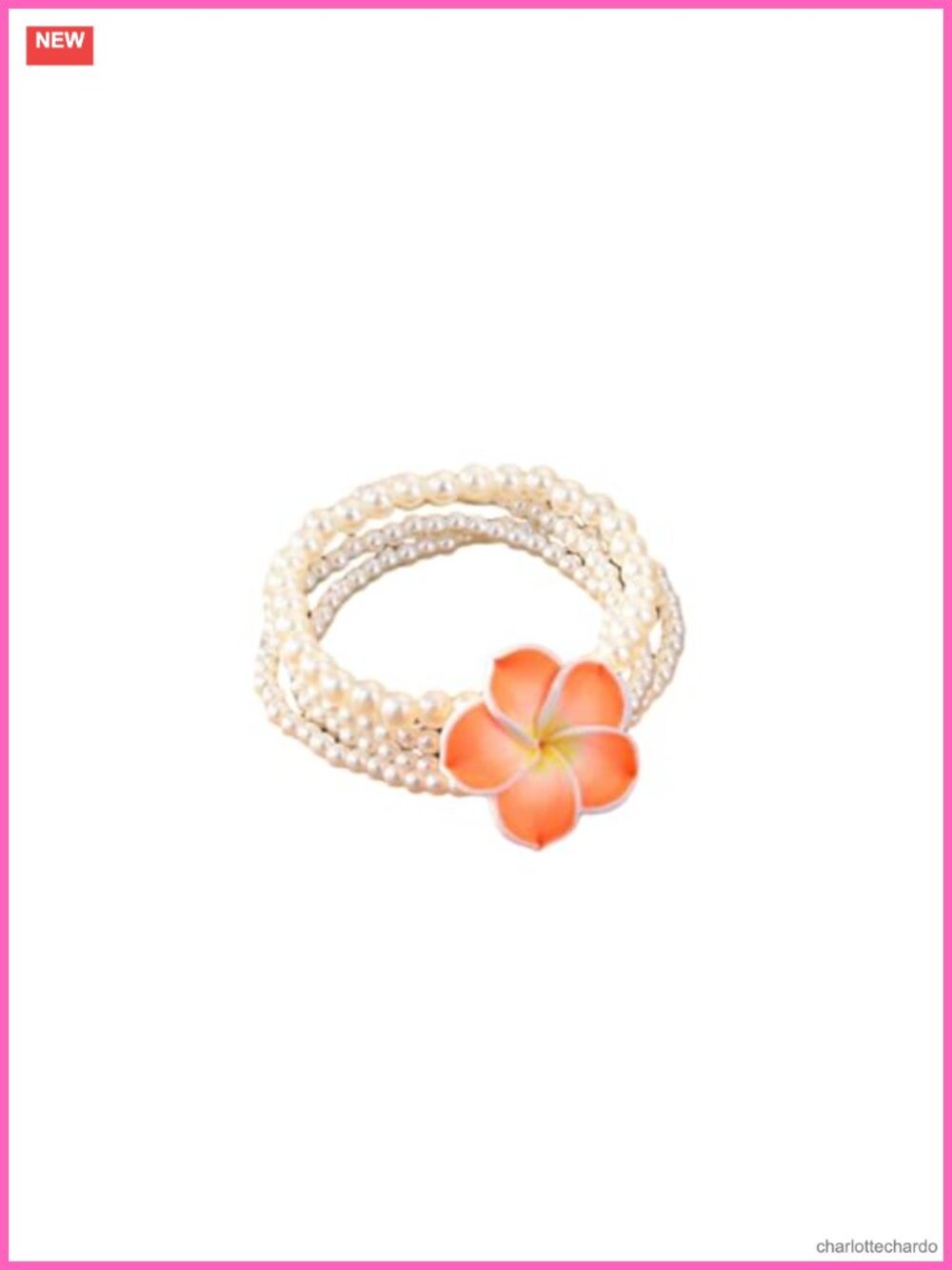 Plumeria Flower Beaded Stackable Bracelet Pearl Seed Bead Boho Tropical